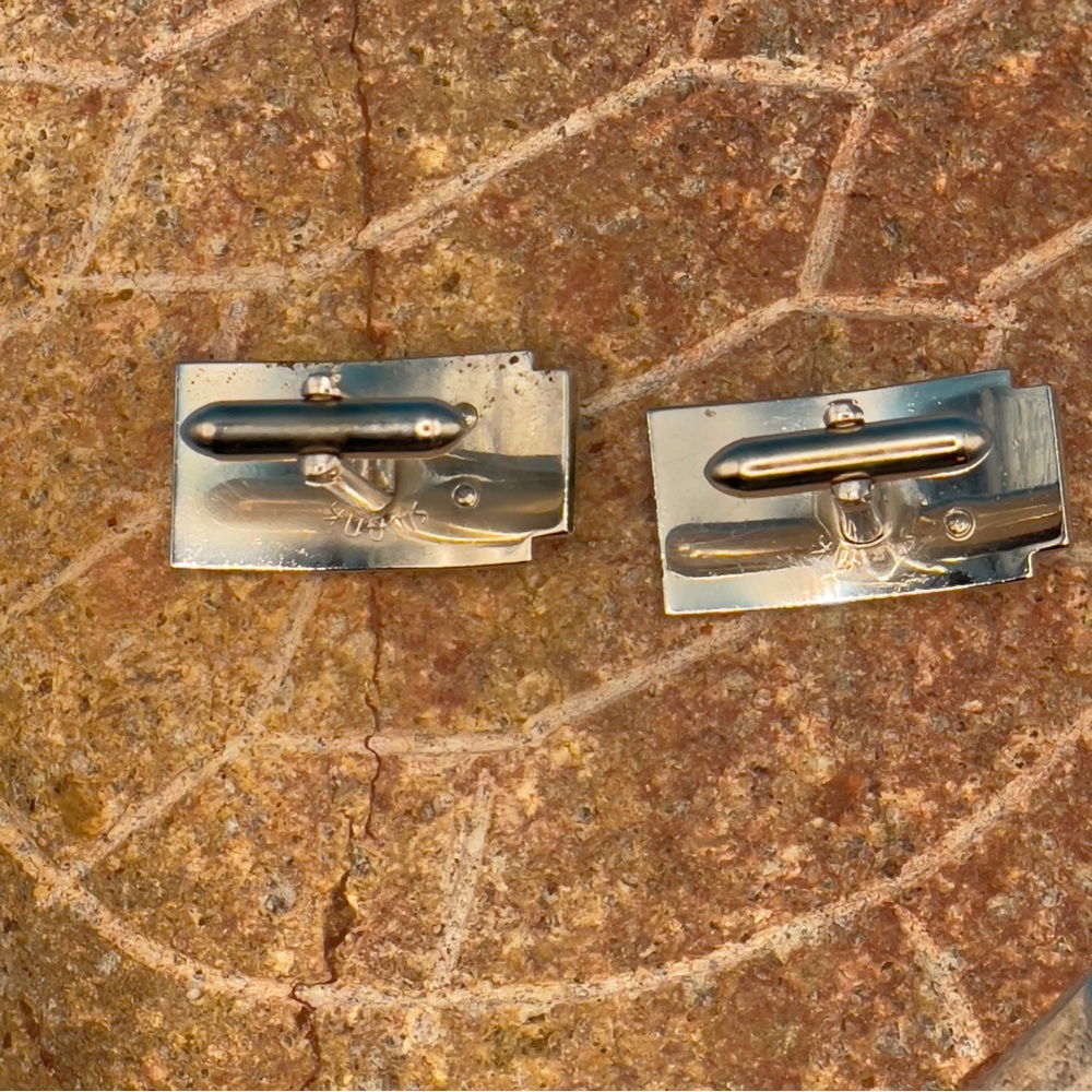Vintage Swank Gold Tone Mother of Pearl Initial B Monogram Cufflinks 👔 - Picture 6 of 8